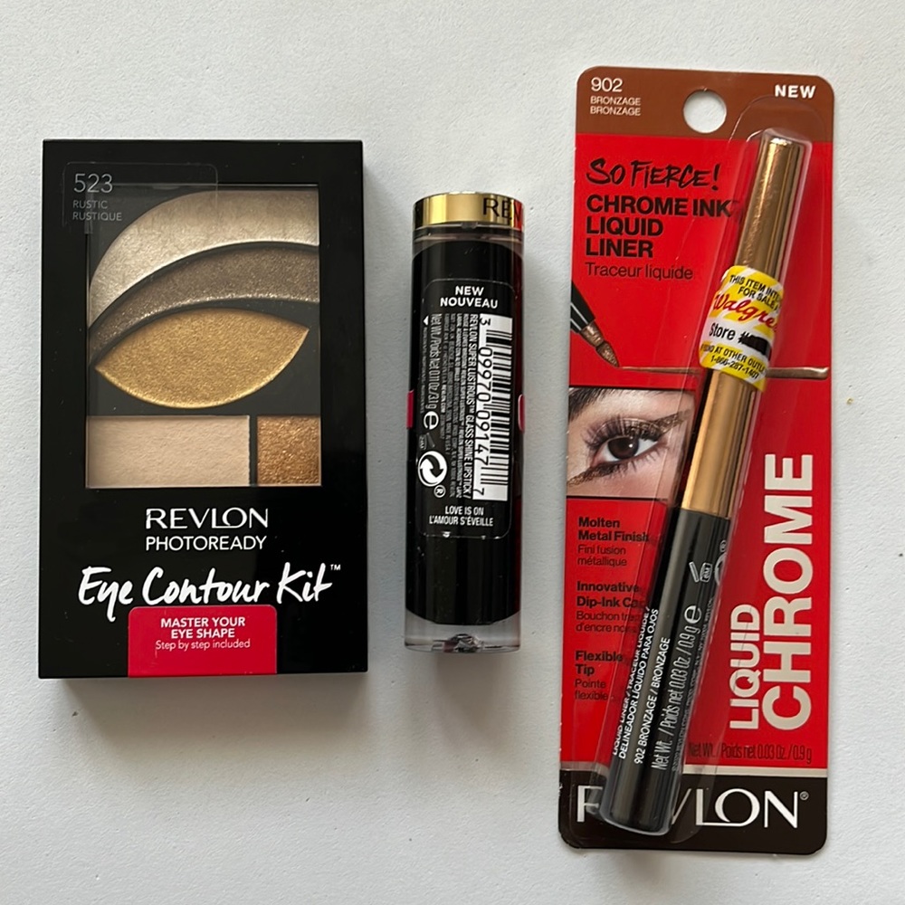 Lot of 3 NEW Revlon Makeup: liquid liner,eyeshadow,lipstick